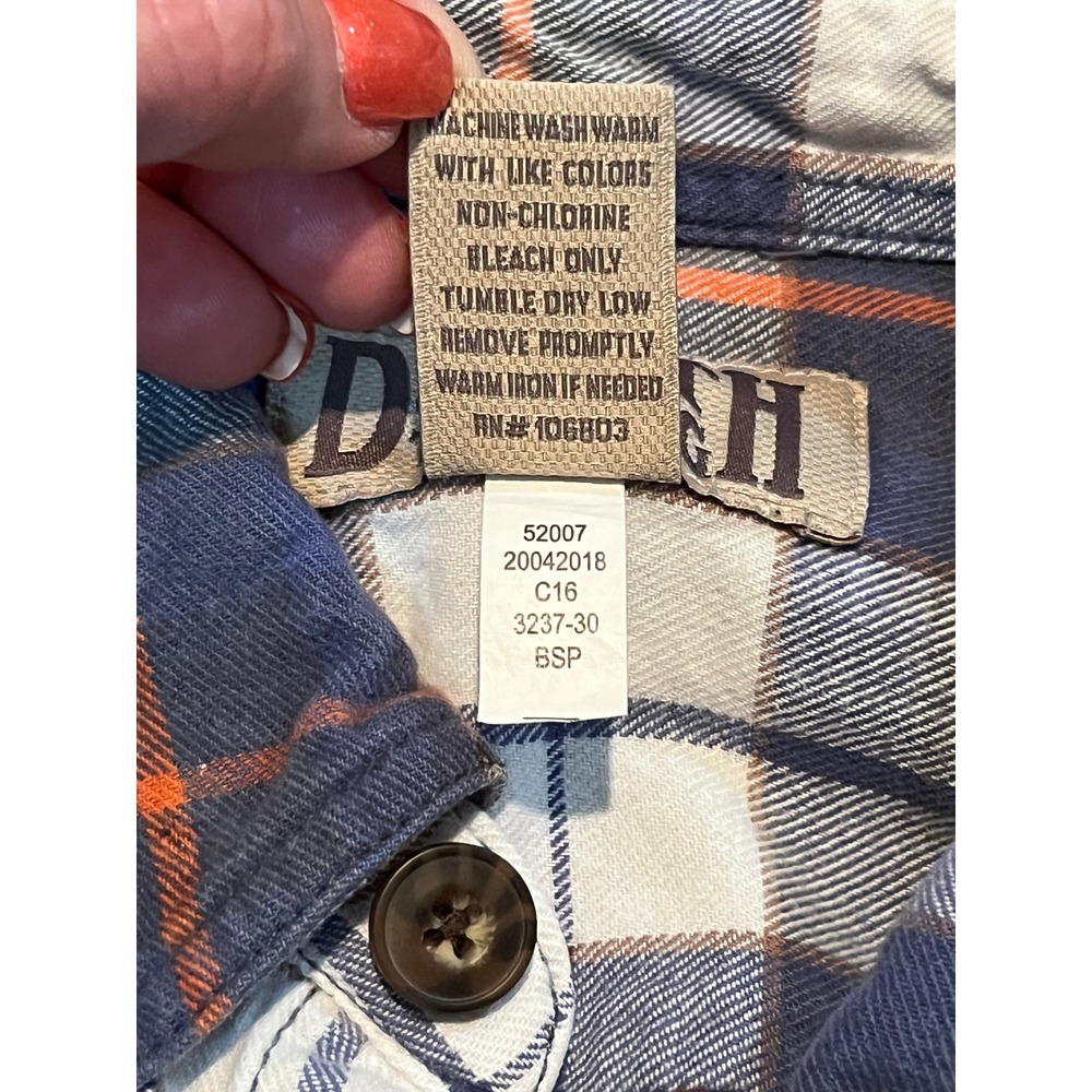 Duluth Trading Co Mens XL Blue Orange Plaid Flannel Button Down Shirt Cotton - Picture 11 of 11